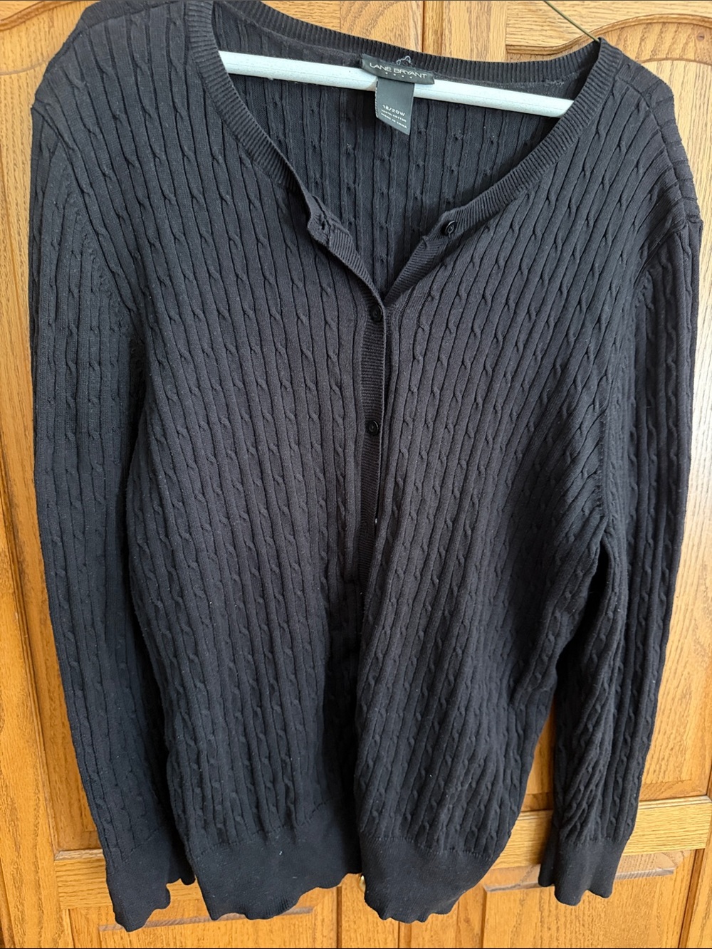 Lane Bryant Black Cable-Knit Button Cardigan